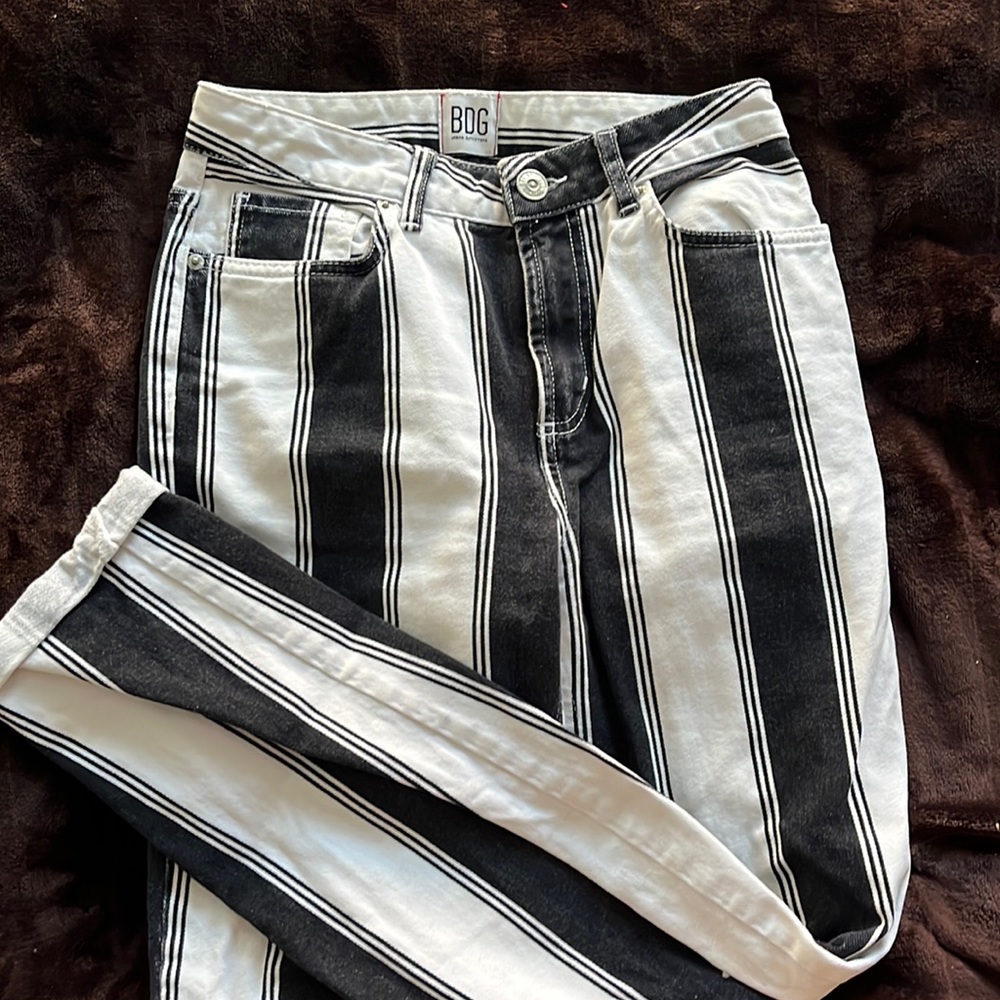 Urban Outfitters BDG Unique and Funky Black White Striped jeans